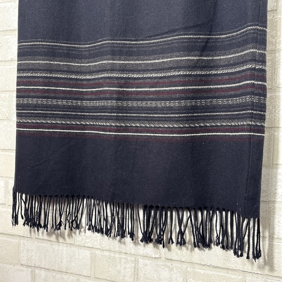 Vtg Briggs Navy Wool Blend Skirt 14 Fringe Lagenlook‎ Western Minimalist Classic - Picture 3 of 9